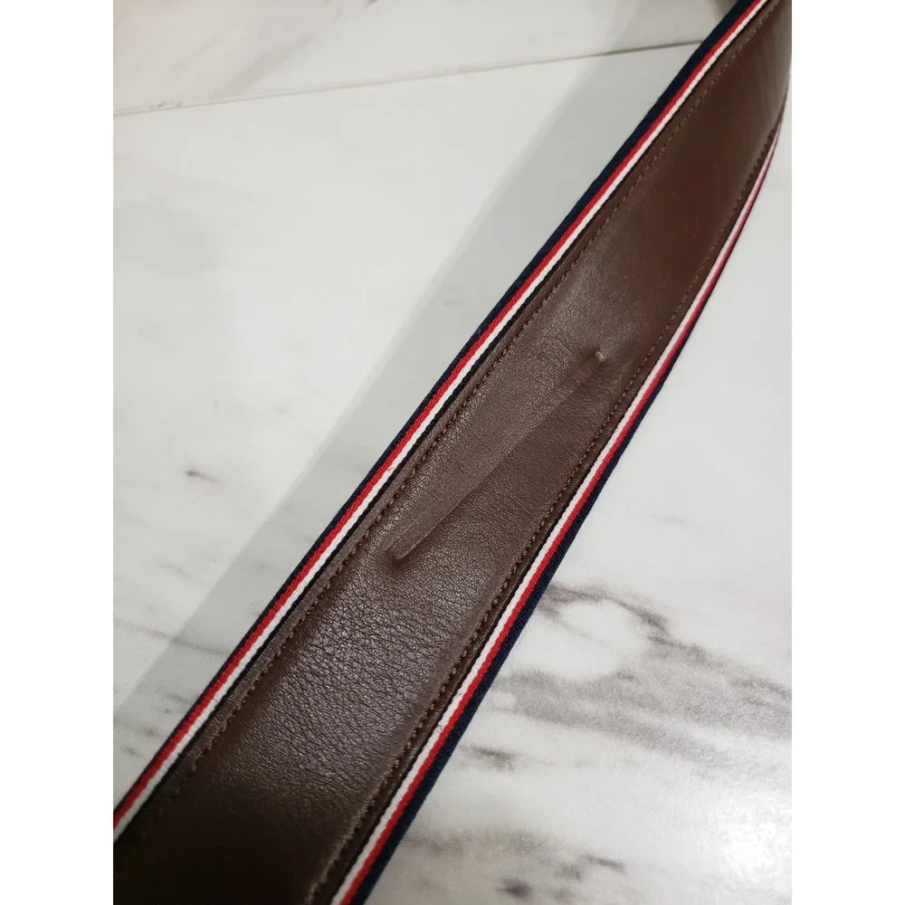 NEW XL -‎ 42/ 44 Tommy Hilfiger Faux Leather Belt WITH FLAG LOGO BORDER